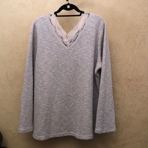V-Neck Lace Sweater